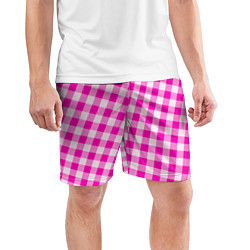 Шорты спортивные мужские Розовая клетка Барби, цвет: 3D-принт — фото 2