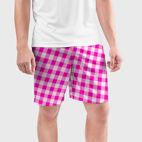 Мужские спортивные шорты Розовая клетка Барби / 3D-принт – фото 3