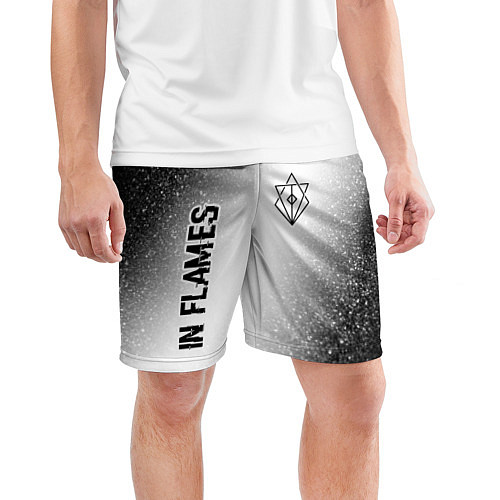 Мужские спортивные шорты In Flames glitch на светлом фоне: надпись, символ / 3D-принт – фото 3