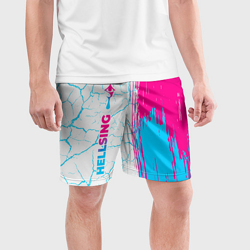 Мужские спортивные шорты Hellsing neon gradient style: по-вертикали / 3D-принт – фото 3