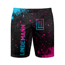 Мужские спортивные шорты Lindemann - neon gradient: надпись, символ