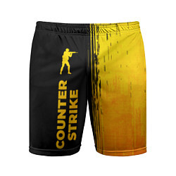 Шорты спортивные мужские Counter Strike - gold gradient: по-вертикали, цвет: 3D-принт