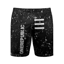 Мужские спортивные шорты OneRepublic glitch на темном фоне: надпись, символ