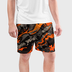 Шорты спортивные мужские Оранжево-черный камуфляж, цвет: 3D-принт — фото 2