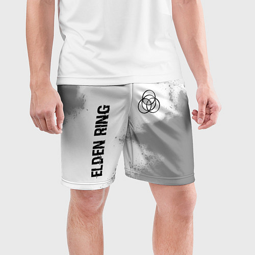 Мужские спортивные шорты Elden Ring glitch на светлом фоне: надпись, символ / 3D-принт – фото 3