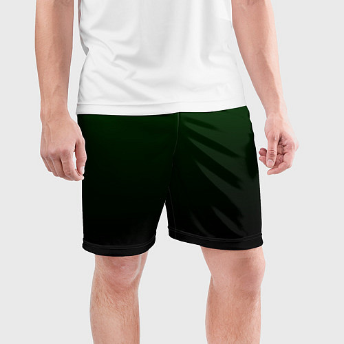 Мужские спортивные шорты Градиент чёрно-зеленый / 3D-принт – фото 3