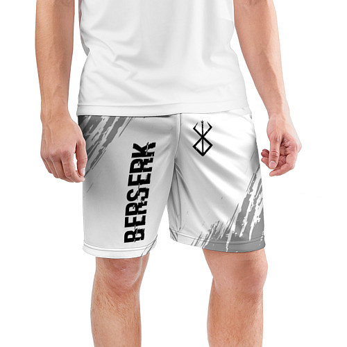 Мужские спортивные шорты Berserk glitch на светлом фоне: надпись, символ / 3D-принт – фото 3