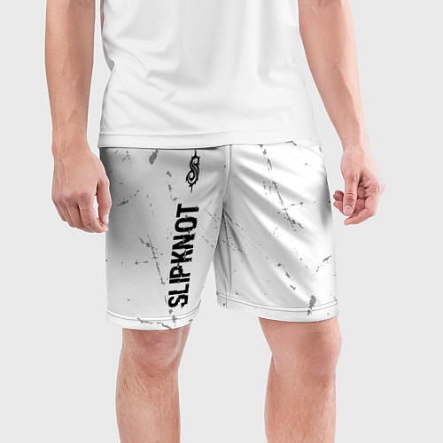 Мужские спортивные шорты Slipknot glitch на светлом фоне: по-вертикали / 3D-принт – фото 3
