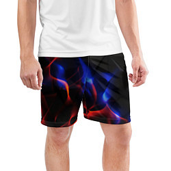 Шорты спортивные мужские Красное и синие свечение от черных плит, цвет: 3D-принт — фото 2