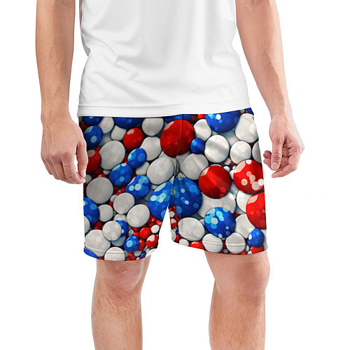 Мужские спортивные шорты Шарики в цветах флага РФ / 3D-принт – фото 3