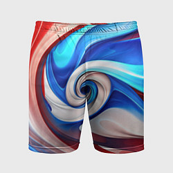 Шорты спортивные мужские Волны в цвете флага РФ, цвет: 3D-принт