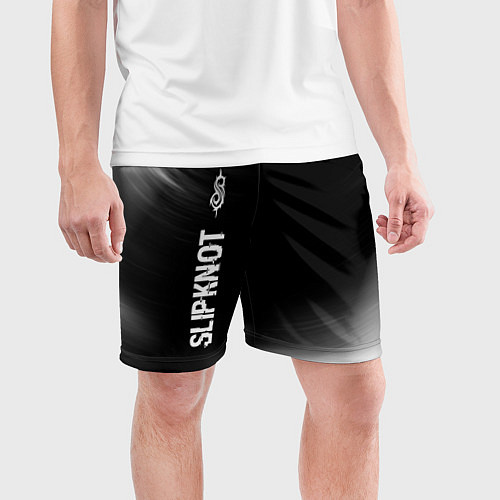 Мужские спортивные шорты Slipknot glitch на темном фоне: по-вертикали / 3D-принт – фото 3