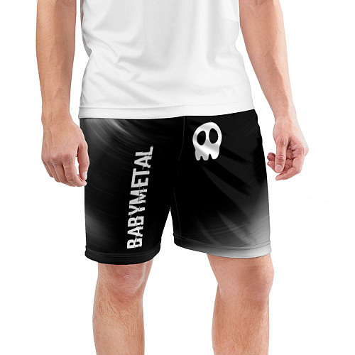Мужские спортивные шорты Babymetal glitch на темном фоне: надпись, символ / 3D-принт – фото 3