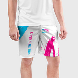 Шорты спортивные мужские Nine Inch Nails neon gradient style: надпись, симв, цвет: 3D-принт — фото 2