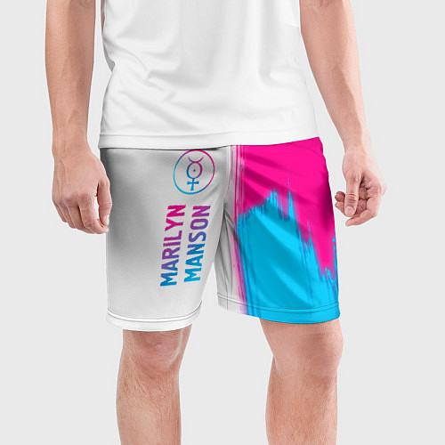 Мужские спортивные шорты Marilyn Manson neon gradient style: по-вертикали / 3D-принт – фото 3