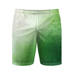 Шорты спортивные мужские Зелёные пиксели, цвет: 3D-принт