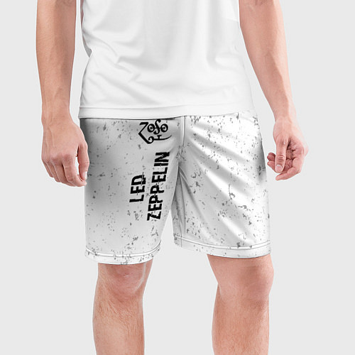 Мужские спортивные шорты Led Zeppelin glitch на светлом фоне: по-вертикали / 3D-принт – фото 3