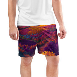 Шорты спортивные мужские Цветочный луг, цвет: 3D-принт — фото 2