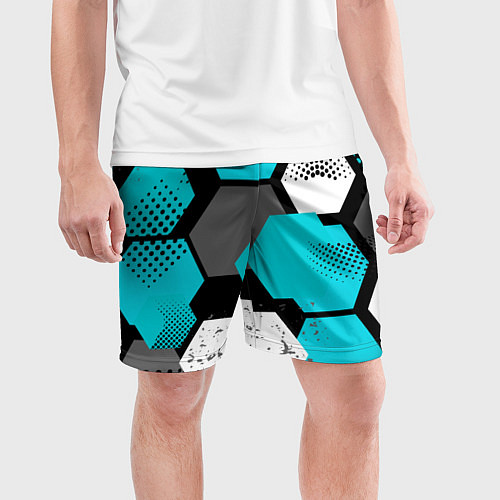 Мужские спортивные шорты Шестиугольники абстрактный фон / 3D-принт – фото 3