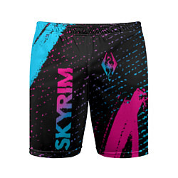 Шорты спортивные мужские Skyrim - neon gradient: надпись, символ, цвет: 3D-принт