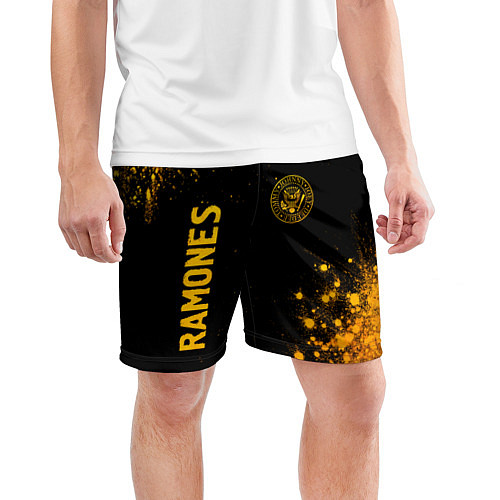 Мужские спортивные шорты Ramones - gold gradient: надпись, символ / 3D-принт – фото 3