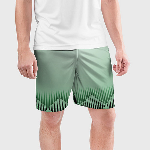 Мужские спортивные шорты Зеленый градиент с ромбами / 3D-принт – фото 3
