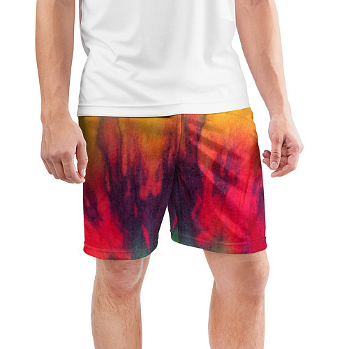 Мужские спортивные шорты Огненный тай дай / 3D-принт – фото 3