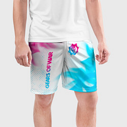 Шорты спортивные мужские Gears of War neon gradient style: надпись, символ, цвет: 3D-принт — фото 2