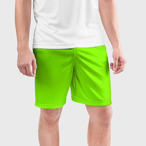 Мужские спортивные шорты Однотонный салатный неон / 3D-принт – фото 3