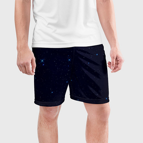 Мужские спортивные шорты Тёмный космос и синие звёзды / 3D-принт – фото 3