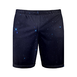 Шорты спортивные мужские Тёмный космос и синие звёзды, цвет: 3D-принт