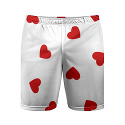 Мужские спортивные шорты Красные сердечки на белом