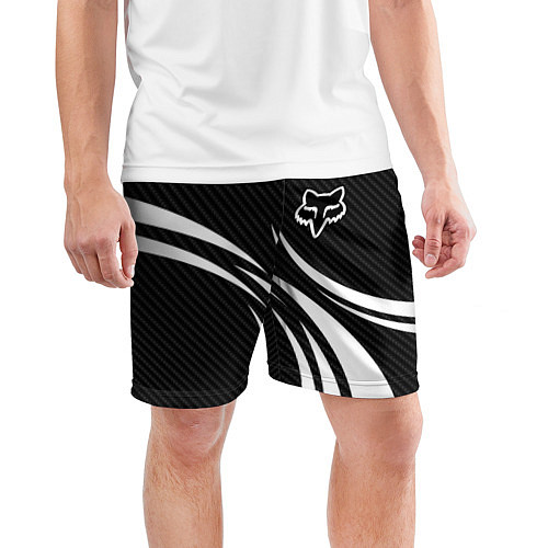 Мужские спортивные шорты Fox carbon line - white / 3D-принт – фото 3