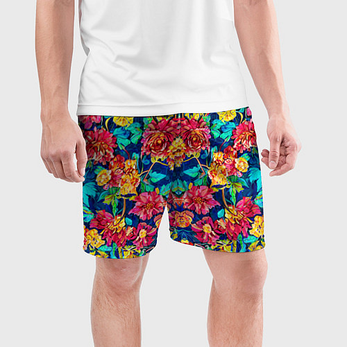 Мужские спортивные шорты Зеркальный цветочный паттерн - мода / 3D-принт – фото 3