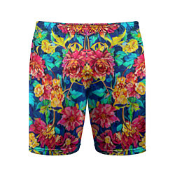 Мужские спортивные шорты Зеркальный цветочный паттерн - мода
