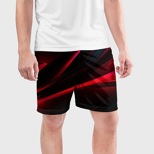 Мужские спортивные шорты Red lighting black background / 3D-принт – фото 3