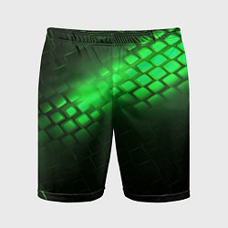 Шорты спортивные мужские Неоновые зеленые пластины, цвет: 3D-принт