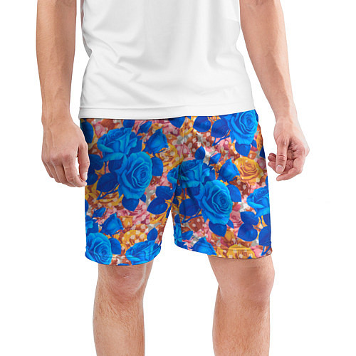 Мужские спортивные шорты Цветочный разноцветный узор с розами / 3D-принт – фото 3