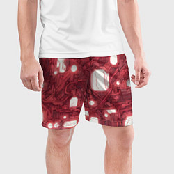 Шорты спортивные мужские Красные Кибер схемы неон, цвет: 3D-принт — фото 2