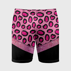 Мужские спортивные шорты Розовый леопард и блестки принт