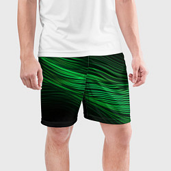 Шорты спортивные мужские Green neon lines, цвет: 3D-принт — фото 2