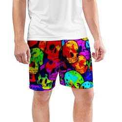 Шорты спортивные мужские Паттерн из черепов - поп-арт - мода, цвет: 3D-принт — фото 2