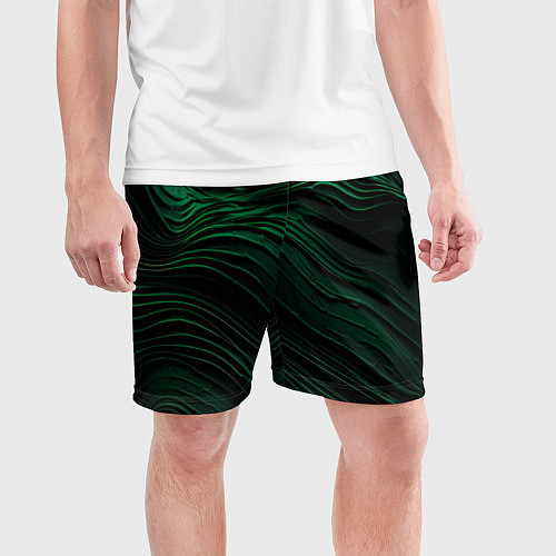Мужские спортивные шорты Dark green texture / 3D-принт – фото 3