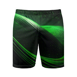 Шорты спортивные мужские Зеленые абстрактные волны, цвет: 3D-принт