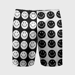 Шорты спортивные мужские Smiley black and white, цвет: 3D-принт