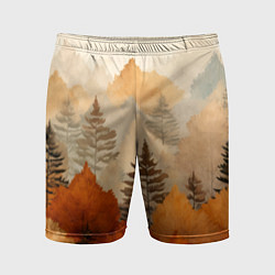 Шорты спортивные мужские Осенний лес в оранжевых тонах, цвет: 3D-принт