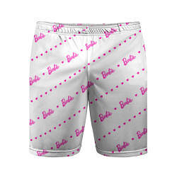 Шорты спортивные мужские Барби паттерн - логотип и сердечки, цвет: 3D-принт