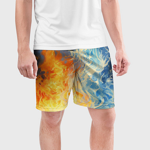 Мужские спортивные шорты Вода и пламя абстракция / 3D-принт – фото 3