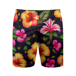 Мужские спортивные шорты Гавайские цветы узор