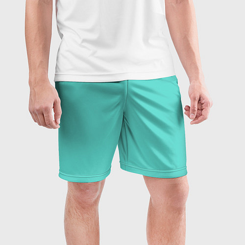 Мужские спортивные шорты Цвет Тиффани / 3D-принт – фото 3